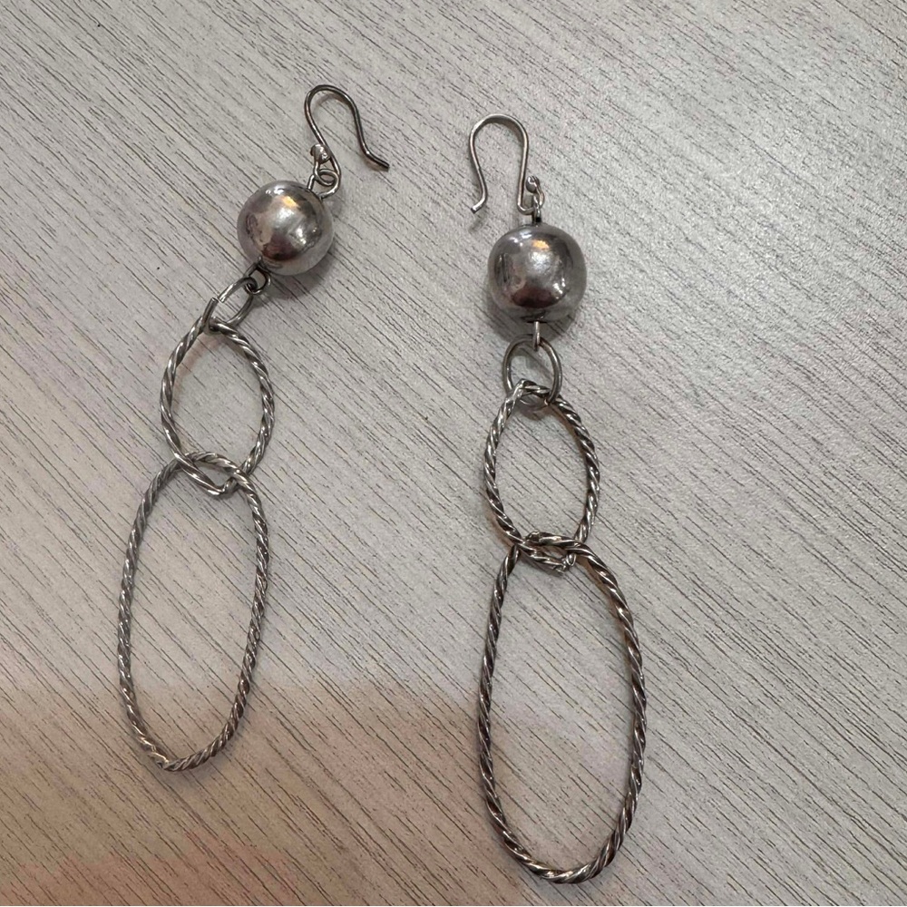 Elegant Silver Tone Dangle Earrings